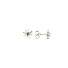 Handmade Stud Earrings 925 Sterling Silver Natural Green Emerald Gem Stones - V